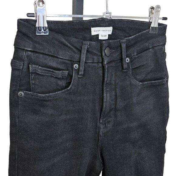 Good American Womens Good Legs Stiletto Black Skinny  Jeans Raw Edge Hem Size 4 - Picture 4 of 9